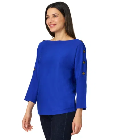 Melissa Paige Petite Button-trim Dolman-sleeve Sweater