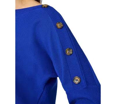 Melissa Paige Petite Button-trim Dolman-sleeve Sweater