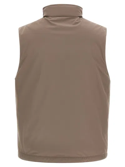 Brunello Cucinelli Quilted High Collar Sleeveless Vest In Brown