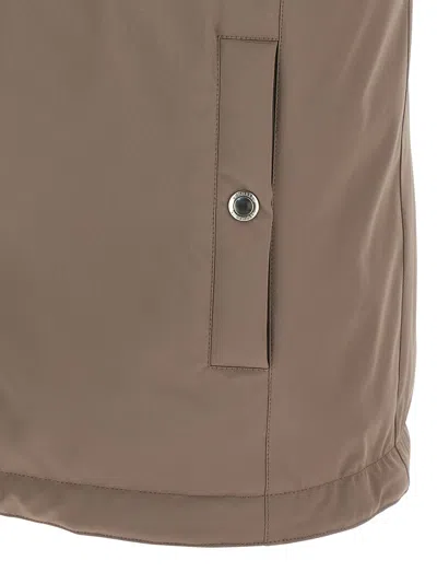 Brunello Cucinelli Quilted High Collar Sleeveless Vest In Brown