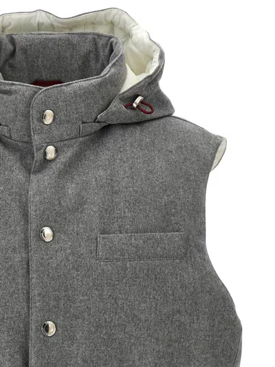 Brunello Cucinelli Grey Cotton Down Jacket In Gray