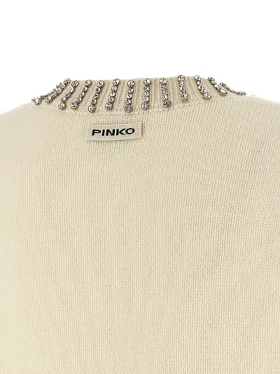 Pinko White Rhinestone Knitted Vest