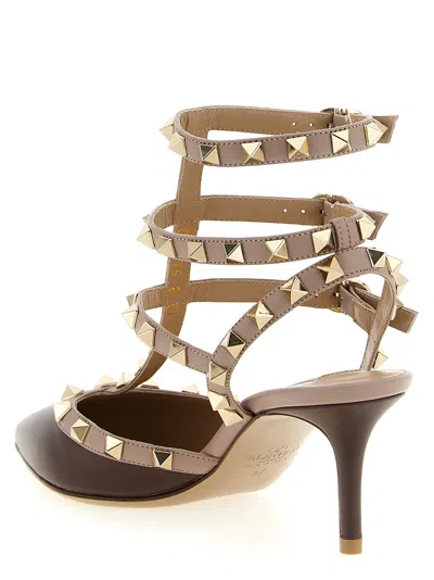 Valentino Rockstud 65 Two-tone Leather Pumps In Brown