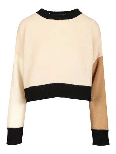 Marni Women Ppnk Color Block Cashmere Cropped Sweater In Neutral