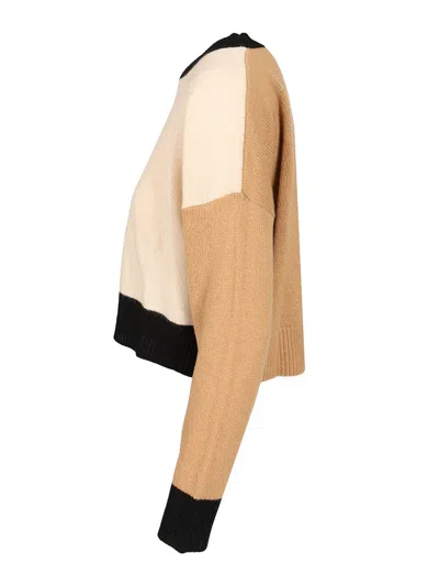 Marni Women Ppnk Color Block Cashmere Cropped Sweater In Neutral