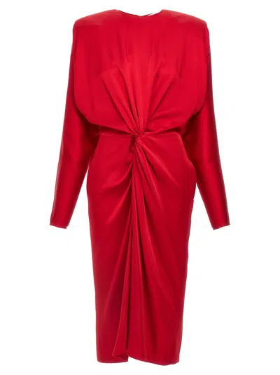 Stella Mccartney Satin Twist Midi Dresses Red