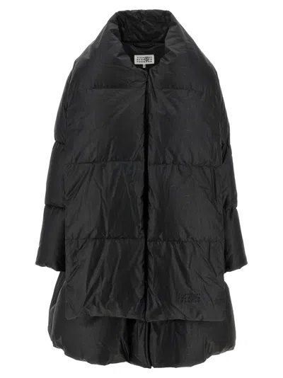 Mm6 Maison Margiela Scarf Down Jacket Puffer Jackets Black In Black