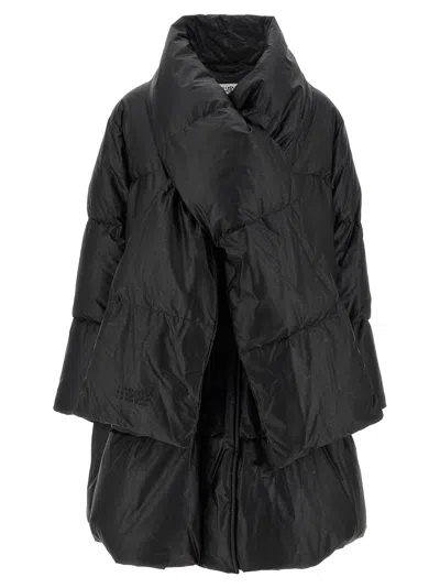 Mm6 Maison Margiela Scarf Down Jacket Puffer Jackets Black In Black