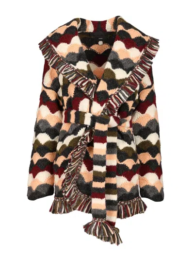 Alanui Shattered Stripes Cardigan Knitwear Multicolor In Brown