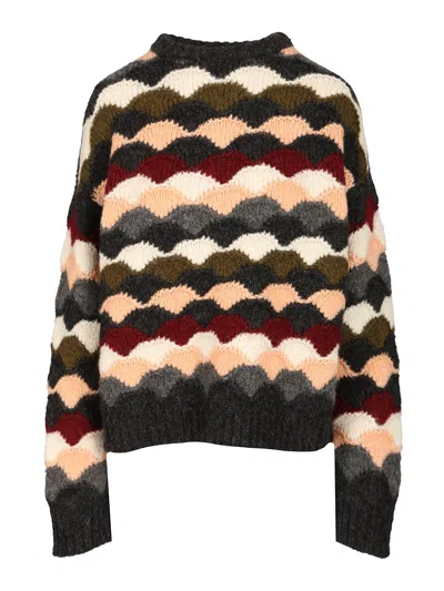 Alanui Shattered Stripes Sweater Knitwear Multicolor In Brown