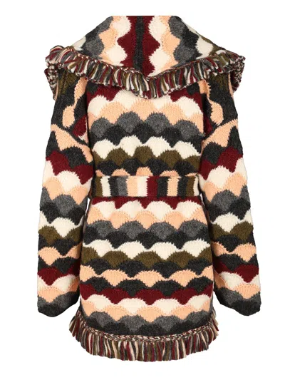 Alanui Shattered Stripes Cardigan Knitwear Multicolor In Brown