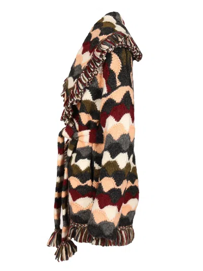 Alanui Shattered Stripes Cardigan Knitwear Multicolor In Brown