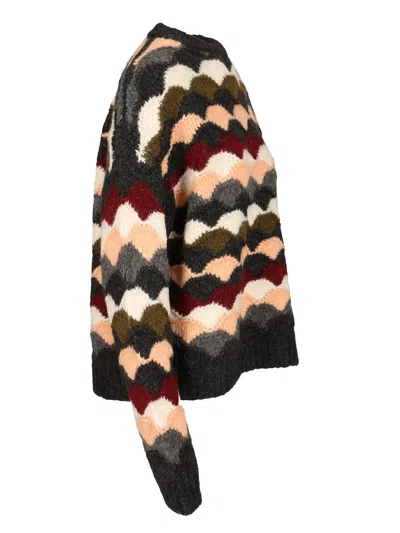 Alanui Shattered Stripes Sweater Knitwear Multicolor In Brown