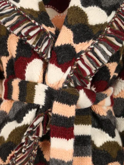 Alanui Shattered Stripes Cardigan Knitwear Multicolor In Brown