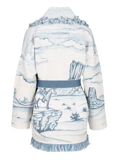 Alanui Silent Rider Cardigan Knitwear Light Blue In White