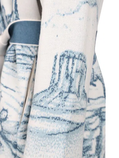 Alanui Silent Rider Cardigan Knitwear Light Blue In White