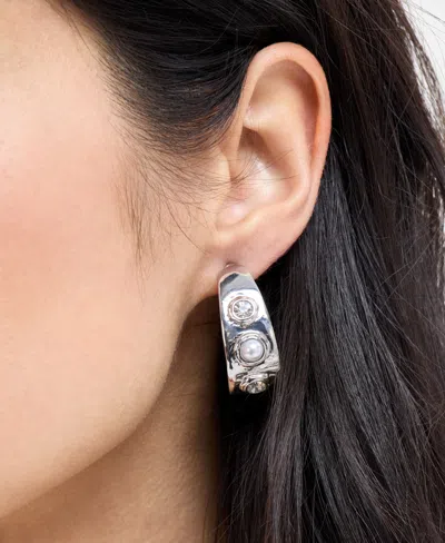 Inc International Concepts Silver-tone Crystal Hoop Earrings, Exclusively At Macy's