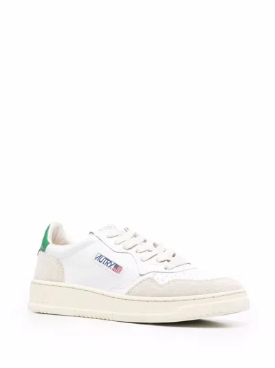 Autry Low-top Sneakers With Mixed Textures And Contrast Heel Tab In White