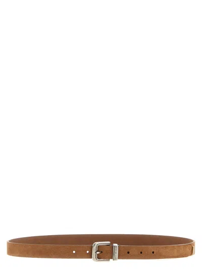 Brunello Cucinelli Men Suede Belt In Brown