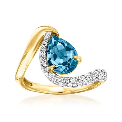Ross-simons London Blue Topaz Ring With . Lab-grown Diamonds In 18kt Gold Over Sterling