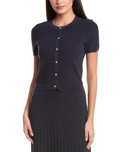Rag & Bone Eloise Short Sleeve Waffle Cardigan In Blue