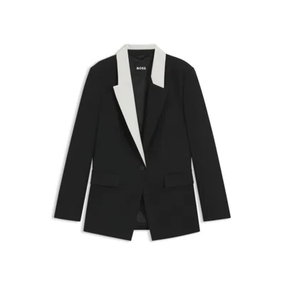 Hugo Boss Relaxed-fit Blazer With Color-blocked Lapels