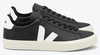 Veja Campo Black And White Low Top Sneakers In Vegan Leather Man In Black