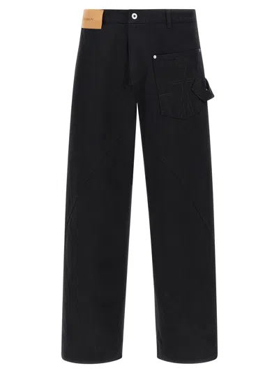 Jw Anderson Twisted Workwear Denim Jeans In Black