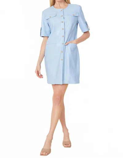 Dolce Cabo Short Sleeve Vegan Leather Dress In Bluebird In Blue