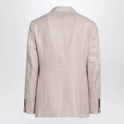 Brunello Cucinelli Papaya-colored Prince Of Wales Jacket In Neutral