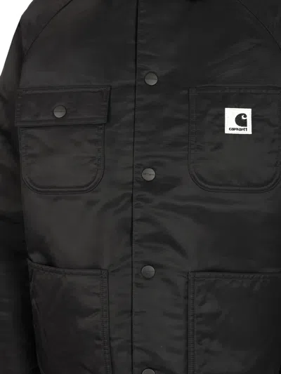 Carhartt W' Alumni Chore Coat Nylon Sateen Jackets Black In Black