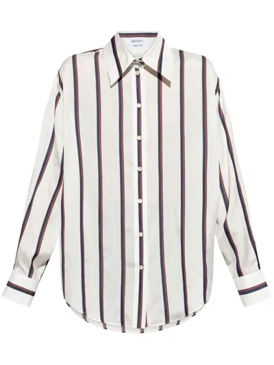 Alexander Mcqueen Flared Striped Silk Shirt
