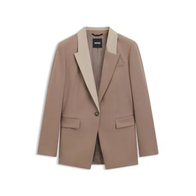 Hugo Boss Relaxed-fit Blazer With Color-blocked Lapels