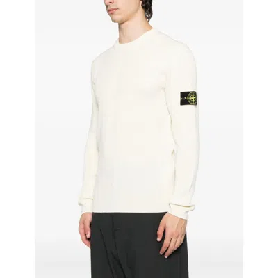 Stone Island Buttoned-patch Knitted Sweater In Neutral