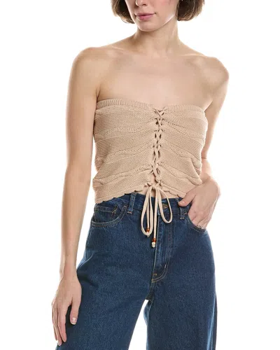 Vintage Havana Knitted Lace-up Tube Top In Brown
