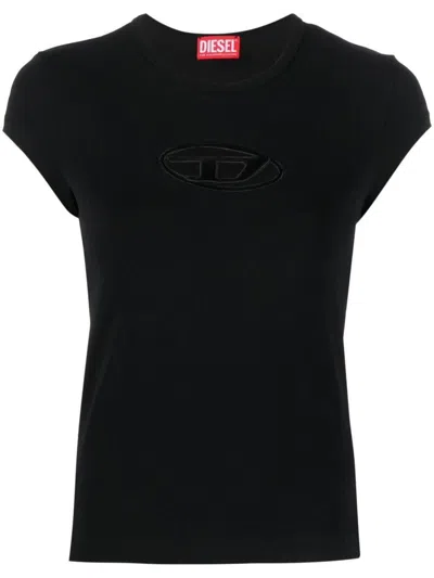 Diesel T-angie Cotton Crew-neck T-shirt In Black