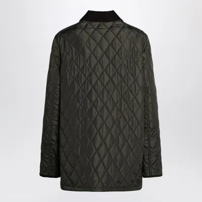 Burberry Quilted Jacket Corduroy Collar Casual In Black