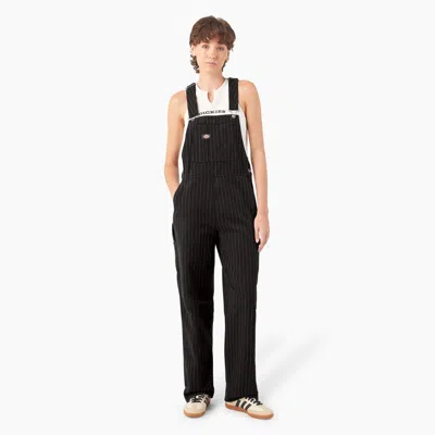 Dickies Women's Pinstripe Service Bib Overalls In Black