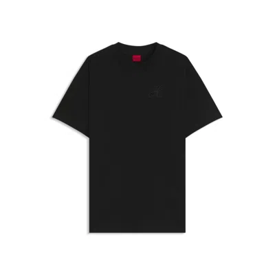 Hugo Boss Relaxed-fit T-shirt In Cotton Jersey With Embroidered Monogram In Black