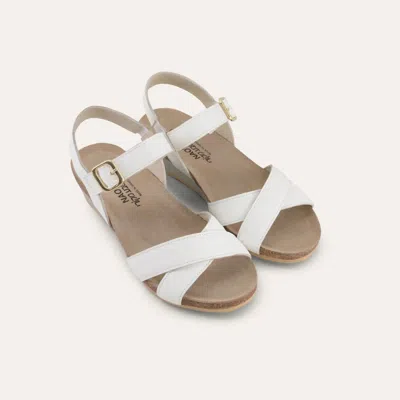 Naot Women Throne Wedge Sandal In White Soft Leather