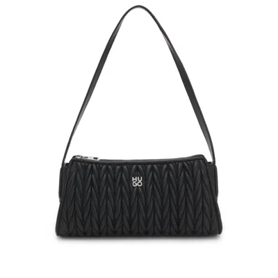 Hugo Boss Textured Hobo Bag With Stacked-logo Trim