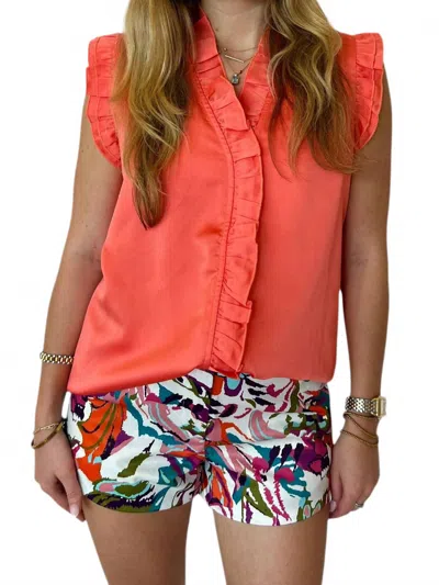 Jade Valerie Ruffle Detailed Top In Coral In Red