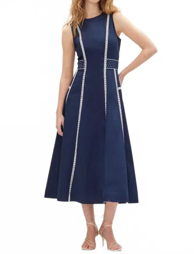 Tanya Taylor Sloane Cotton Poplin Midi Dress In Midnight In Blue