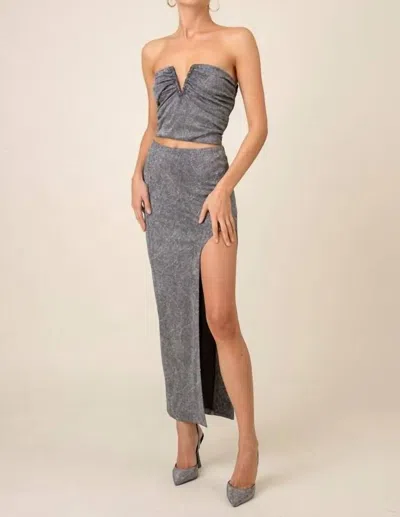 Line And Dot Always Yours Off Shoulder Top In Graphite In Gray
