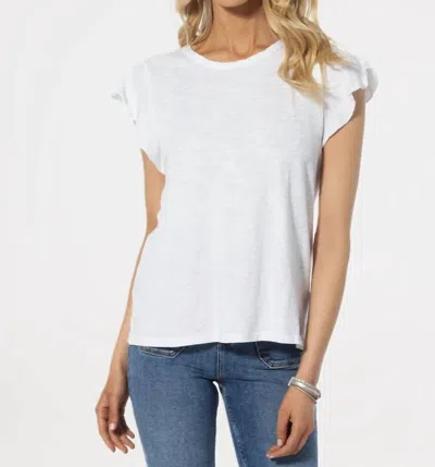 Dylan Tulsa Ruffle Sleeve Tee In White In White