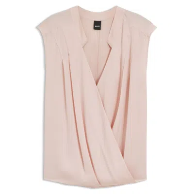 Hugo Boss Regular-fit Blouse In Stretch Silk In Pink
