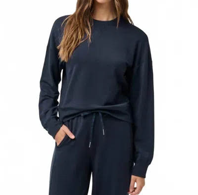 Travismathew Cloud Terry Crewneck Pullover In Navy Blazer