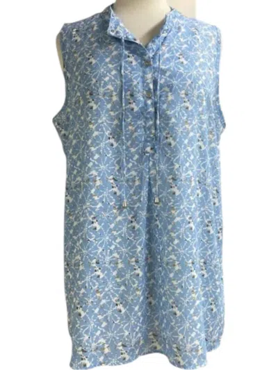 Simply Noelle Women's Popover Blouse In Light Blue In Blue
