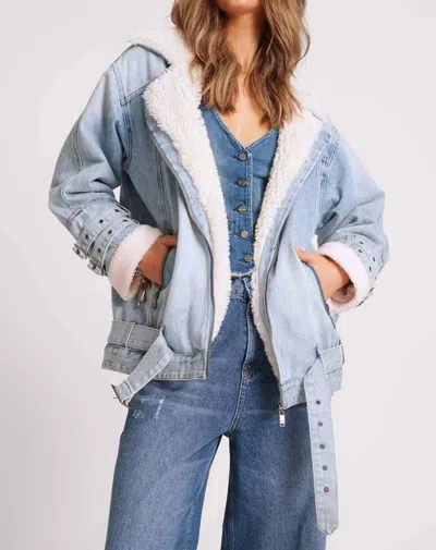 One Teaspoon Salty Dog Denim Aviator Jacket In Blue In Blue
