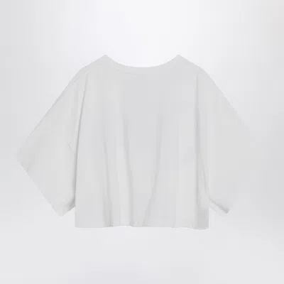 Chloé White Cropped Crewneck T-shirt With Maxi Logo Print On The Front In Cotton Woman In White